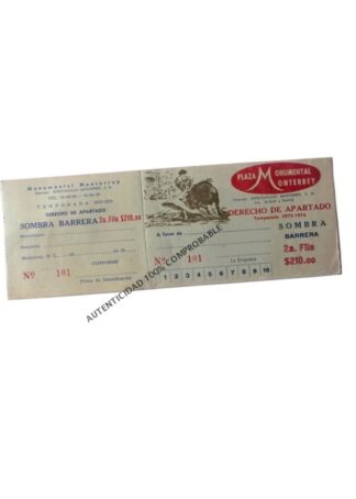 Boleto Vintage (abono) Para La Monumental Monterrey 1973