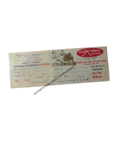 Boleto Vintage (abono) Para La Monumental Monterrey 1973
