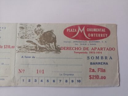 Boleto Vintage (abono) Para La Monumental Monterrey 1973 - Image 5