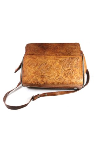 BOLSO VINTAGE ESTILO BANDOLERA. CUERO HECHO A MANO AÑOS 70s /4