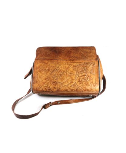 BOLSO VINTAGE ESTILO BANDOLERA. CUERO HECHO A MANO AÑOS 70s /4