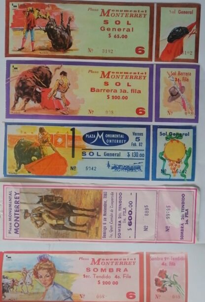 5 Boletos De Corridas De Toros, Monumental Monterrey Años 80s - Image 3