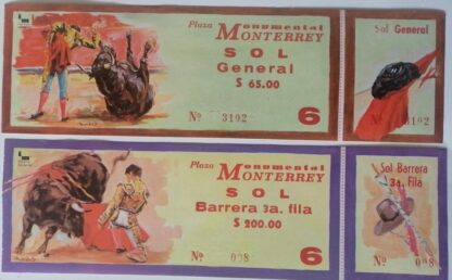 5 Boletos De Corridas De Toros, Monumental Monterrey Años 80s - Image 4