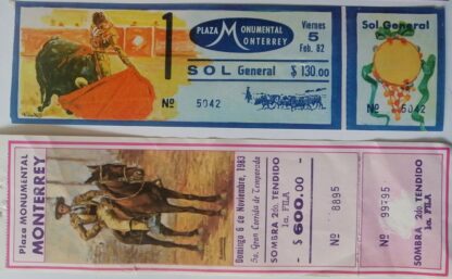 5 Boletos De Corridas De Toros, Monumental Monterrey Años 80s - Image 5
