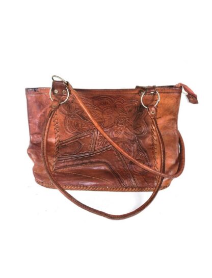 BOLSO VINTAGE ESTILO BANDOLERA. PIEL HECHO A MANO AÑOS 70s