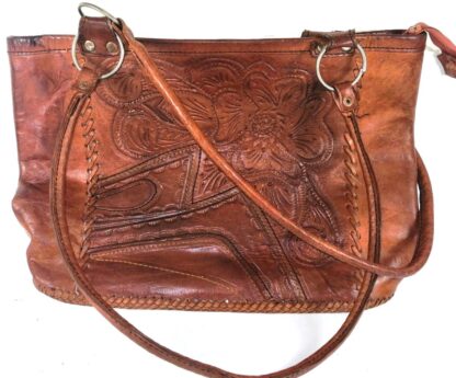 BOLSO VINTAGE ESTILO BANDOLERA. PIEL HECHO A MANO AÑOS 70s - Image 3
