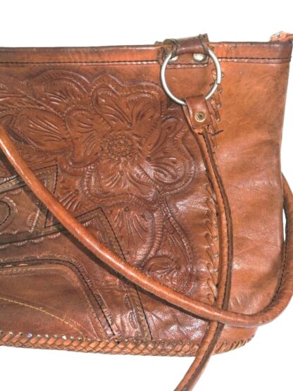 BOLSO VINTAGE ESTILO BANDOLERA. PIEL HECHO A MANO AÑOS 70s - Image 4