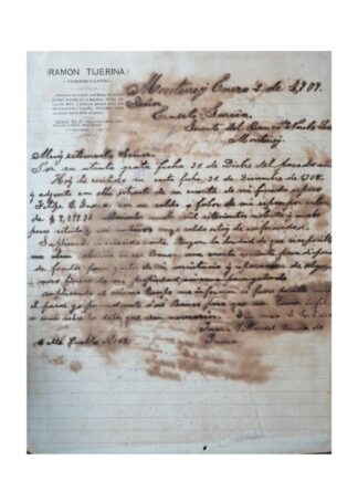 Documento Antiguo 1909 Carta Comercial De Monterrey