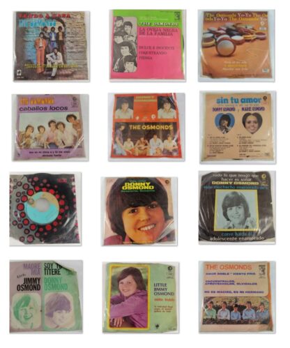 LOTE DE 12 DISCOS LP RETRO. LOS OSMONDS 45 RPM. SENCILLOS