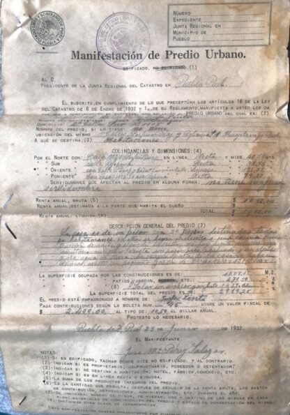 Documentos Antiguos 1932 Puebla, Con Timbres - Image 3