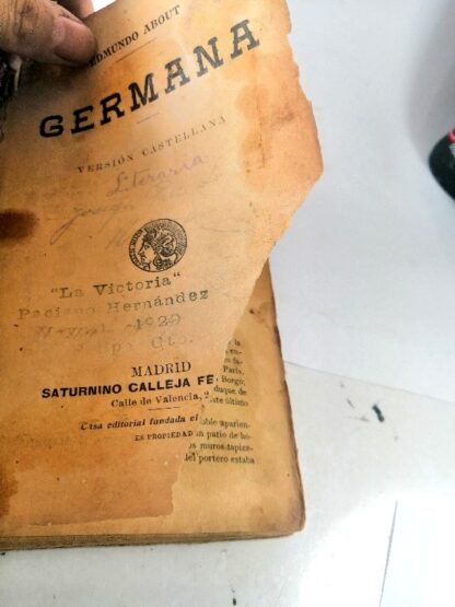 LIBRO ANTIGUO. GERMANA. EDMUNDO ABOUT Ca. 1890 NVL - Image 5