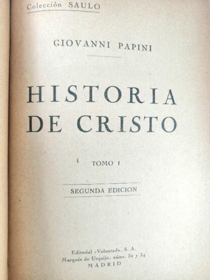 LIBRO ANTIGUO.  HISTORIA DE CRISTO. GIOVANNI PAPINI 1925 TOMO I, RLG - Image 5