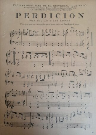 PARTITURA ANTIGUA PERDICION. JULIAN SILOS LOPEZ 1922