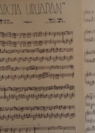 PARTITURA ANTIGUA INEDITA. MARCHA URUAPAN. J. JESUS GOMEZ 1937