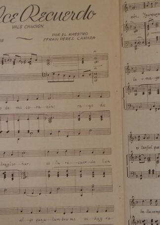 PARTITURA ANTIGUA INEDITA. DULCE RECUERDO. EFRAIN PEREZ