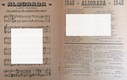 PARTITURA ANTIGUA CANTO MASONICO 1945 FRANCISCO HERRERA GZZ