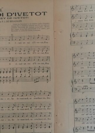 PARTITURA ANTIGUA EL REY DE IVEOT / P.J. DE BERANGER 1920