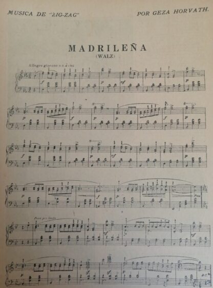 PARTITURA ANTIGUA. MADRILEÑA. /GEZA HORVATH 1920