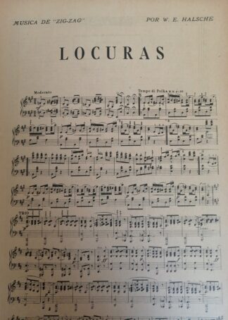 PARTITURA ANTIGUA. LOCURAS. W.E. WALSCHE 1920
