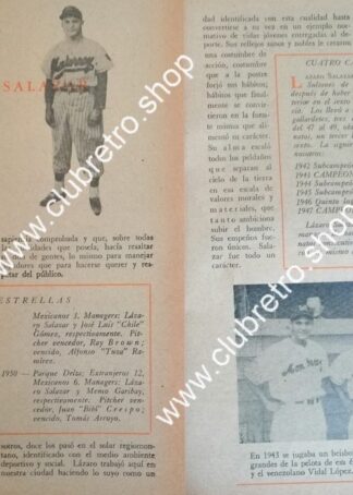 AFICHE RETRO REPORTAJE SOBRE LAZARO SALAZAR 1958 BEISBOL