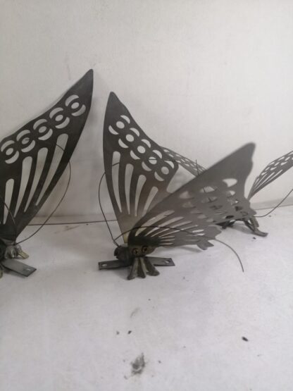 3 Mariposas Decorativas Antiguas Laton Años 50s - Image 4