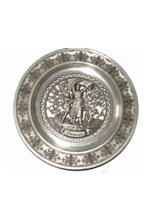 Hermoso Plato Decorativo Sks De Zinc, Aleman, Años 60s