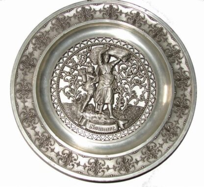 Hermoso Plato Decorativo Sks De Zinc, Aleman, Años 60s - Image 2