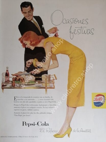 GENUINO CARTEL DE PUBLICIDAD RETRO DE PEPSI 1955 ARTISTICO N24