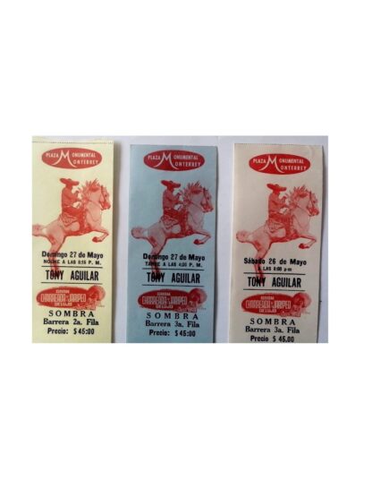 3 Antiguas Entradas Para Tony Aguilar Monumental Monterey 1986