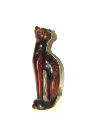 Figura Decorativa Antigua De Palo Fierro, Gato Solemne