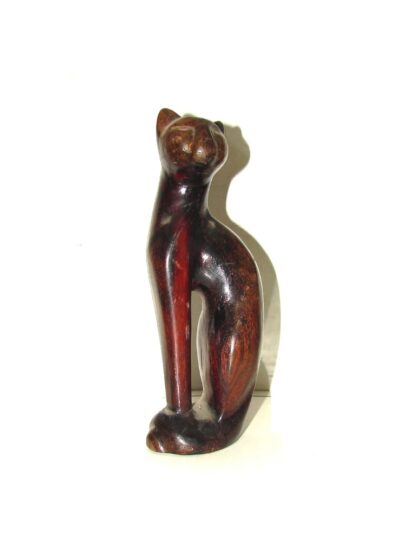 Figura Decorativa Antigua De Palo Fierro, Gato Solemne