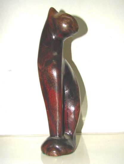Figura Decorativa Antigua De Palo Fierro, Gato Solemne - Image 6