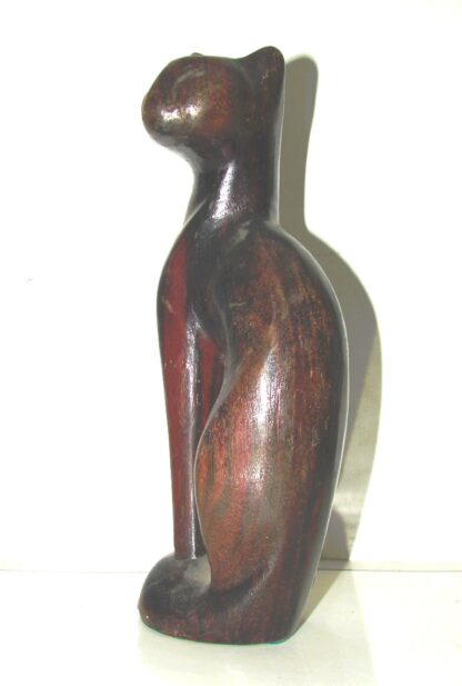 Figura Decorativa Antigua De Palo Fierro, Gato Solemne - Image 5