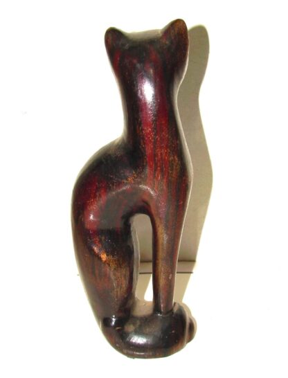 Figura Decorativa Antigua De Palo Fierro, Gato Solemne - Image 4