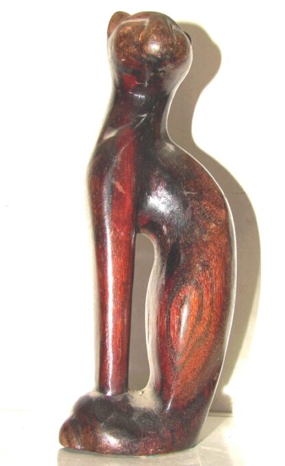 Figura Decorativa Antigua De Palo Fierro, Gato Solemne - Image 3
