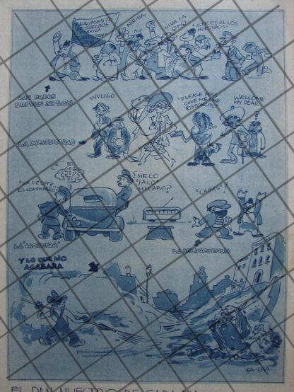 TIRA COMICA ANTIGUA DE ANGEL ZAMARRIPA 1936 EL PAN
