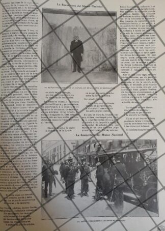 AFICHE ANTIGUO PORFIRIO DIAZ REINAGURA MUSEO NACIONAL 1910