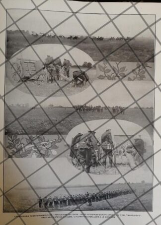 AFICHE ANTIGUO EJERCICIOS MILITARES. INF Y ARTILLERIA 1910