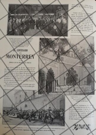 AFICHE ANTIGUO FIESTAS DEL CENTENARIO EN MONTERREY 1910