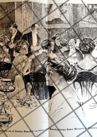 GRABADO ANTIGUO BANQUETE. CASINO ESPAÑOL 1910 RAFAEL LILLO