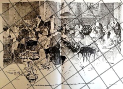 GRABADO ANTIGUO BANQUETE. CASINO ESPAÑOL 1910 RAFAEL LILLO