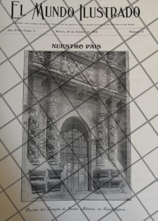 PORTADA ANTIGUA 1910 TEMPLO SANTA MONICA, GUADALAJARA