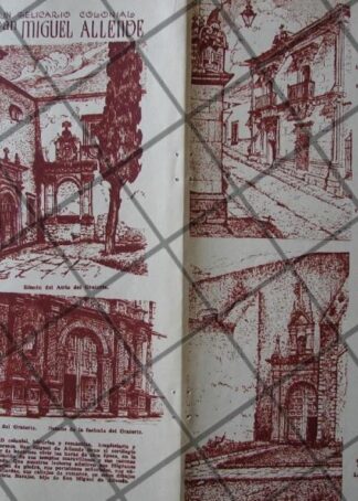 GRABADO ANTIGUO SAN MIGUEL DE ALLENDE 1938 POR: BARAJAS