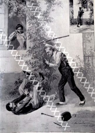 GRABADO ANTIGUO 1896 JESUS MARTINEZ CARRION, ESCARMIENTO