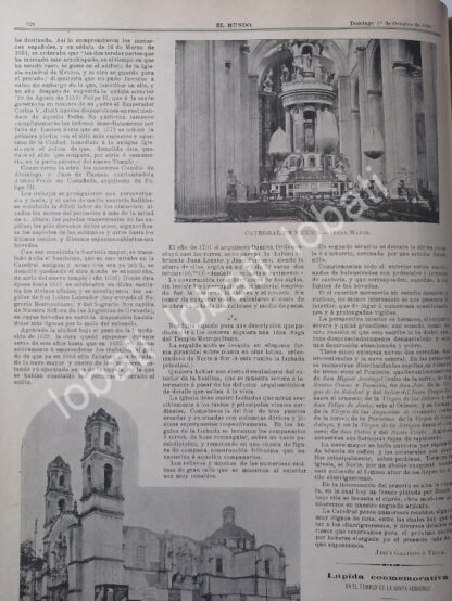 CARTEL ANTIGUO ORIGINAL DE CATEDRAL DE MEXICO Y FIESTAS PATRIAS EN GUANAJUATO 1899 / LDM - Image 5