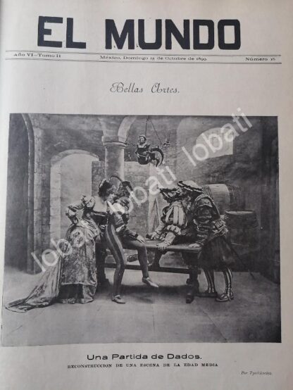 PORTADA ANTIGUA ORIGINAL  1899 DE TIZSKIEWITZ: UNA PARTIDA DE DADOS