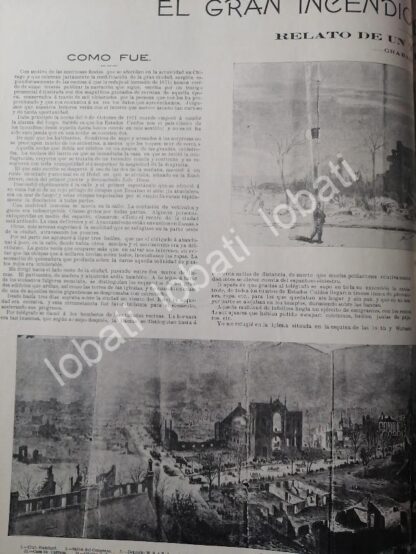 CARTEL ANTIGUO ORIGINAL DE EL GRAN INCENDIO DE CHICAGO DE 1871 NOTA DE 1899 - Image 3