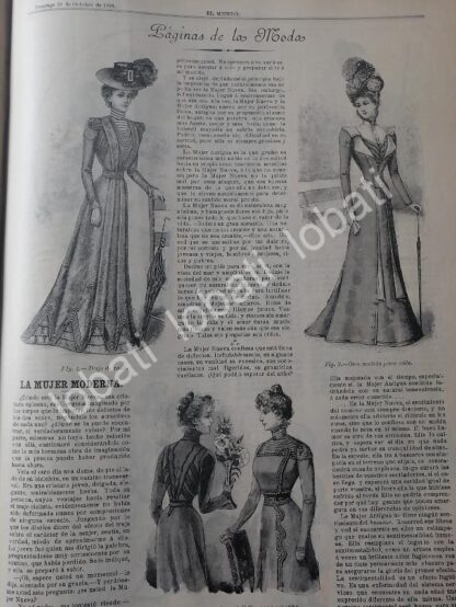 GACETA ANTIGUA DE MODAS 1899. " PAGINAS DE LA MODA " /61 - Image 3