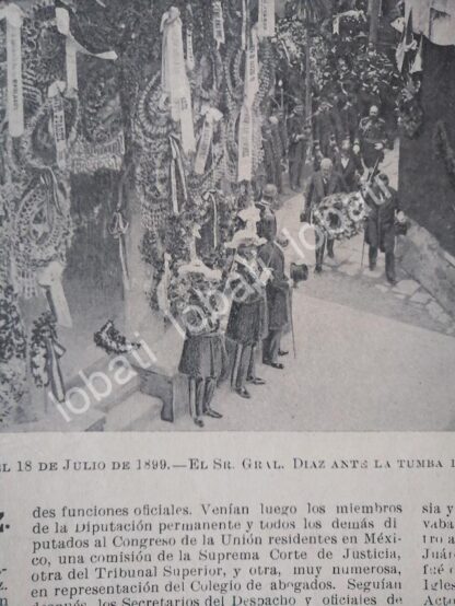 CARTEL ANTIGUO ORIGINAL DE PORFIRIO DIAZ Y HOMENAJE A BENITO JUAREZ 1899 /PLT - Image 5
