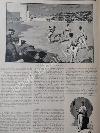 CARTEL ANTIGUO ORIGINAL DE EL JUEGO DE PELOTA VASCA 1899 / DPT